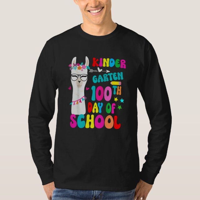 Camiseta Kindergarten 100 Days Smarter No Prob Llama Teache (Anverso)