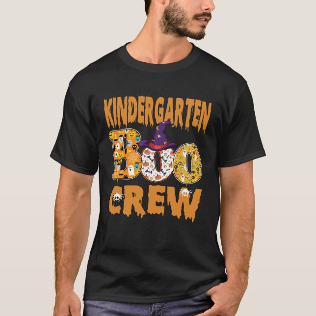 Camiseta Kindergarten Boo Crew Teacher Halloween (Anverso)