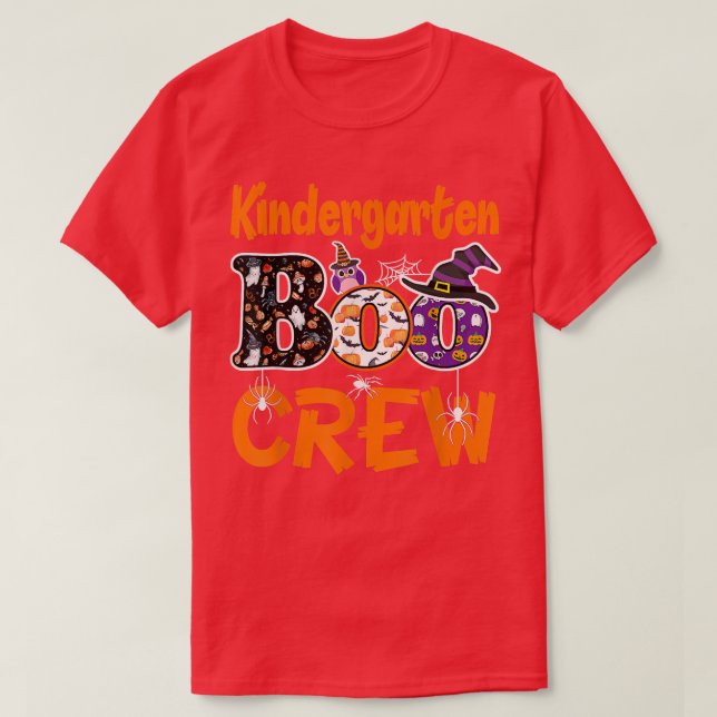 Camiseta Kindergarten Boo Crew Teacher Student Halloween Co (Diseño del anverso)