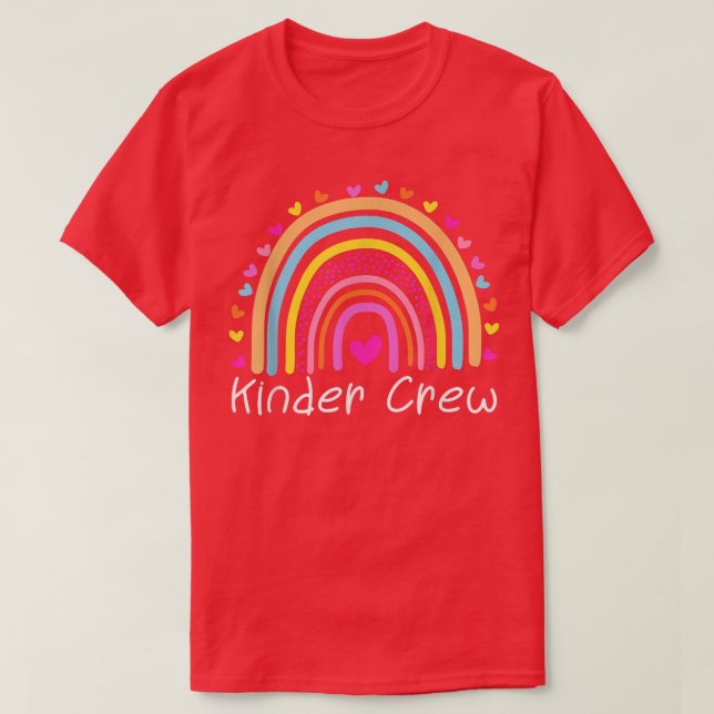 Camiseta Kindergarten Crew Cute Rainbow Heart Kinder Teache (Diseño del anverso)