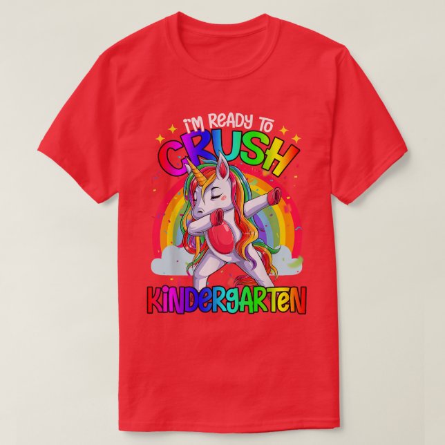 Camiseta Kindergarten Dabbing Unicorn Back to School Ready  (Diseño del anverso)