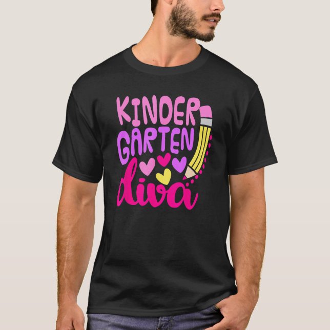 Camiseta Kindergarten Diva Girls First Day Of Kindergarten (Anverso)