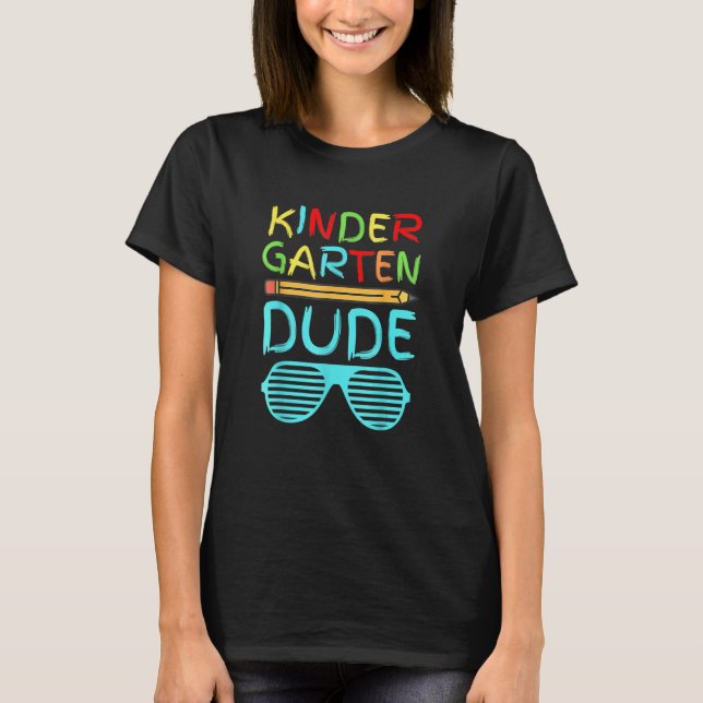 Camiseta Kindergarten Dude  Pencil First Day School Blue (Anverso)