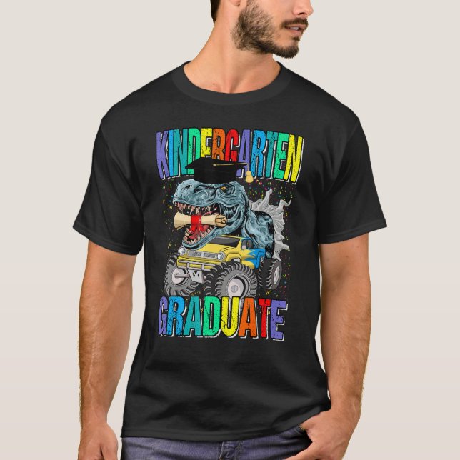 Camiseta Kindergarten Graduate Monster Truck Dinosaur Gradu (Anverso)