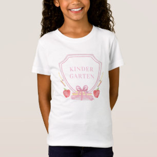 Camiseta Kindergarten Primer día de escuela Escudo rosa