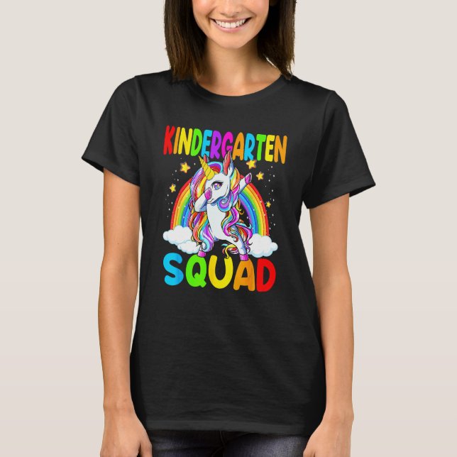 Camiseta Kindergarten Squad Dabbing Unicorn Back To School  (Anverso)