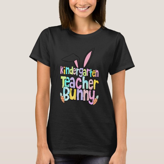 Camiseta Kindergarten Teacher Bunny One Hoppy Kindergarten  (Anverso)