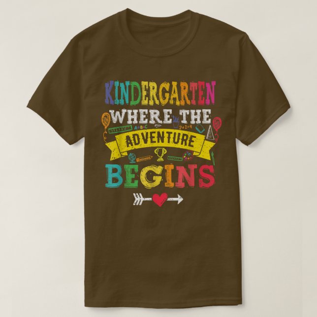 Camiseta Kindergarten Where The Adventure Begins Gift Back  (Diseño del anverso)