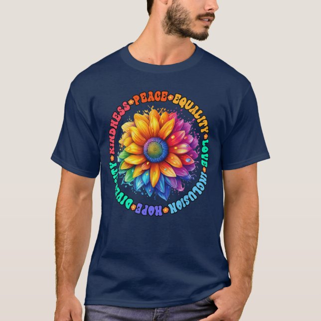 Camiseta Kindness Peace Equality Love Hope Diversity Human  (Anverso)