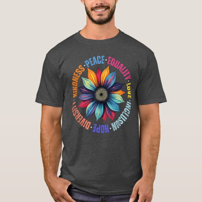 Camiseta Kindness Peace Equality Love Hope Diversity Human  (Anverso)