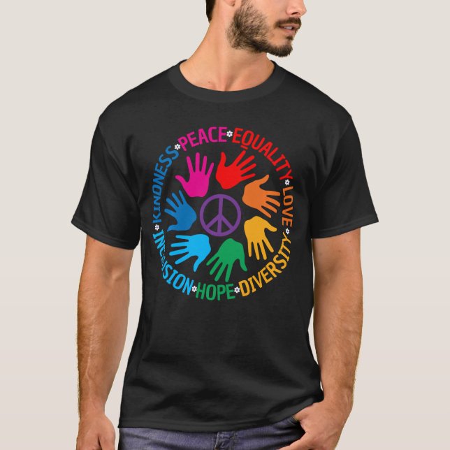 Camiseta Kindness Peace Equality Love Hope Diversity Human  (Anverso)