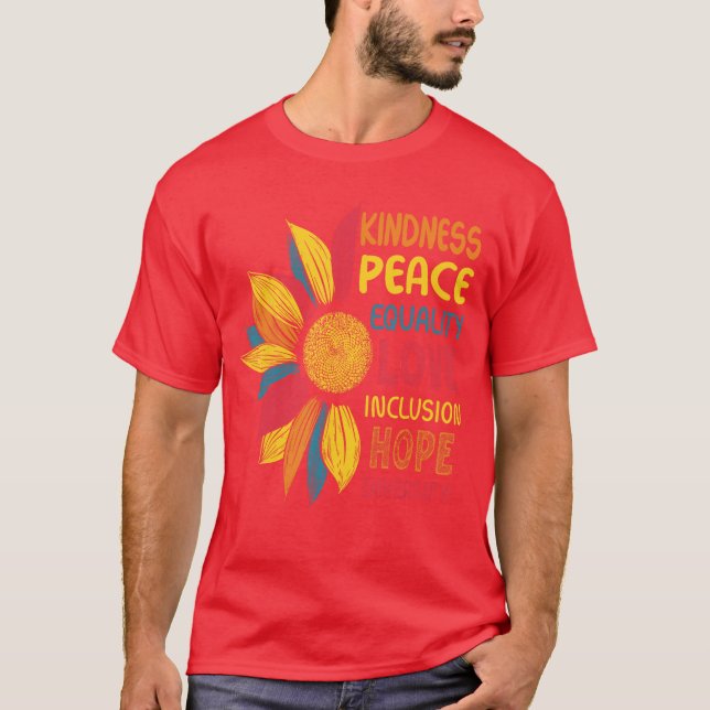 Camiseta Kindness Peace Equality Love Hope Diversity Human  (Anverso)