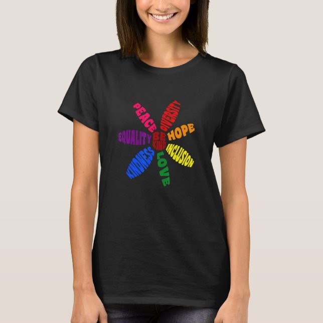 Camiseta Kindness Peace Equality Love Inclusion Hope Divers (Anverso)