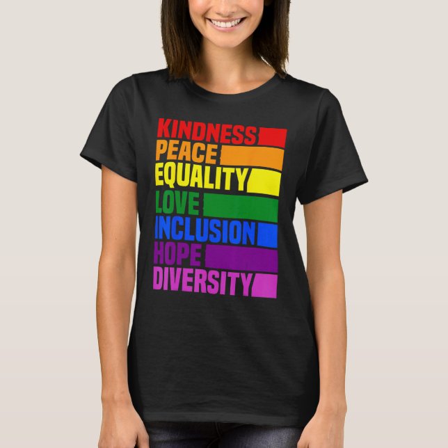Camiseta Kindness Peace Equality Rainbow Retro For Gay And  (Anverso)