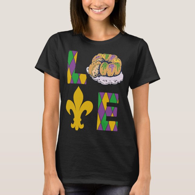 Camiseta King Cake Love Mardi Gras Parade Shenanigans Carni (Anverso)