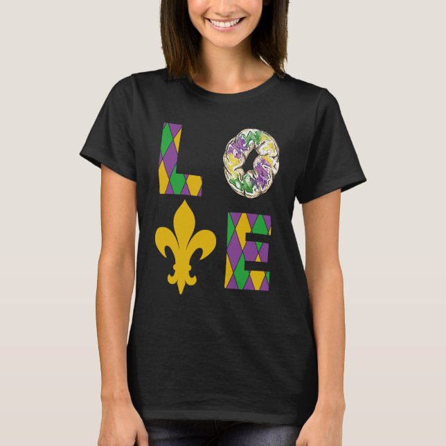 Camiseta King Cake Love Mardi Gras Parade Shenanigans Carni (Anverso)
