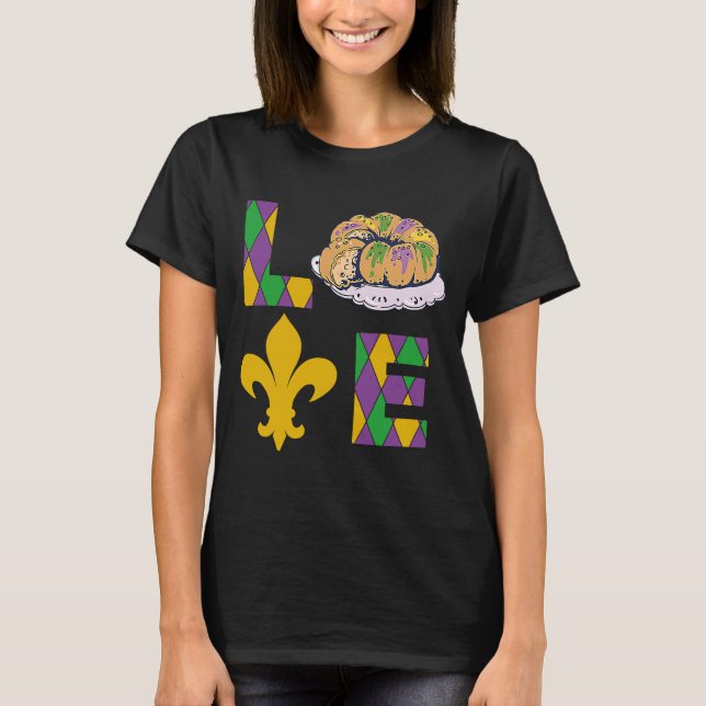 Camiseta King Cake Love Mardi Gras Parade Shenanigans Carni (Anverso)