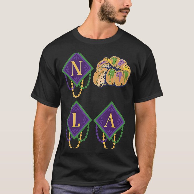 Camiseta King Cake Mardi Gras Desfile de Nueva Orleans Shen (Anverso)