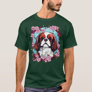 Camiseta King Charles Spaniel con flores de flores de flore