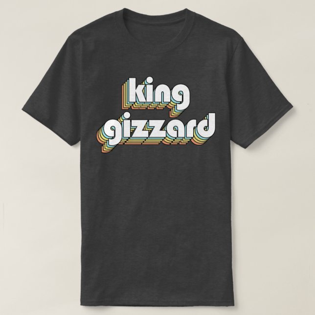 Camiseta King Gizzard Retro Rainbow Typography Style (Diseño del anverso)