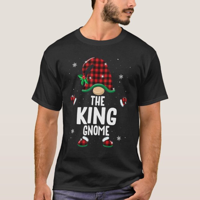 Camiseta King Gnome Buffalo Plaid Matching Family Christmas (Anverso)
