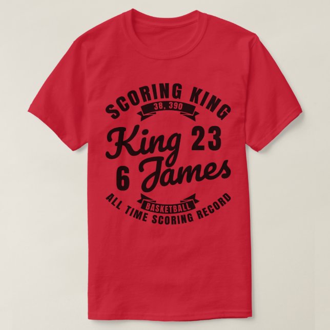 Camiseta King James The Scoring King Basketball Black Text (Diseño del anverso)