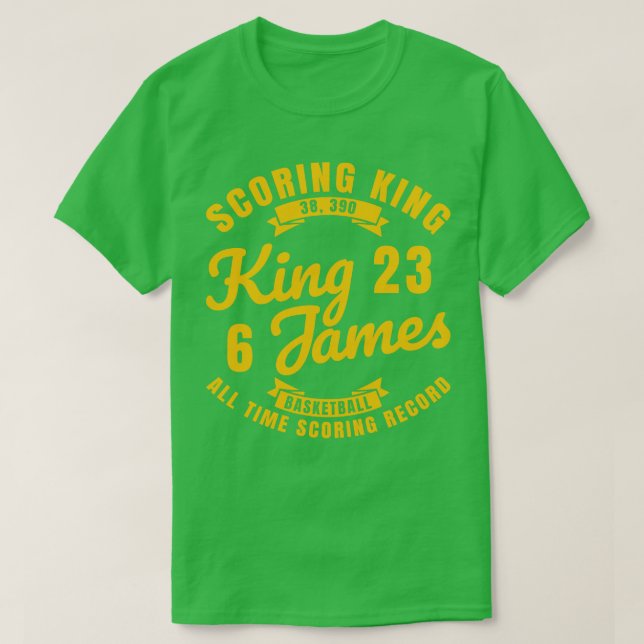 Camiseta King James The Scoring King Basketball Gold Textos (Diseño del anverso)