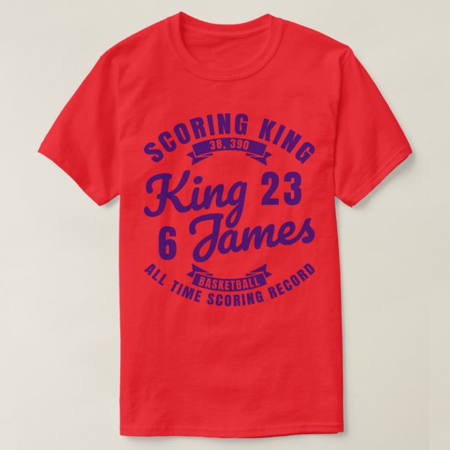 Camiseta King James The Scoring King Basketball Purple Text (Diseño del anverso)
