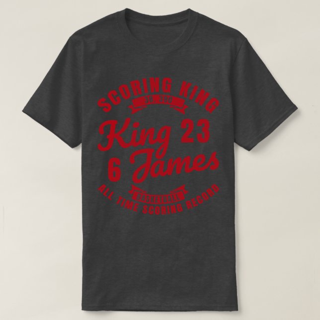 Camiseta King James The Scoring King Basketball Texto rojo (Diseño del anverso)
