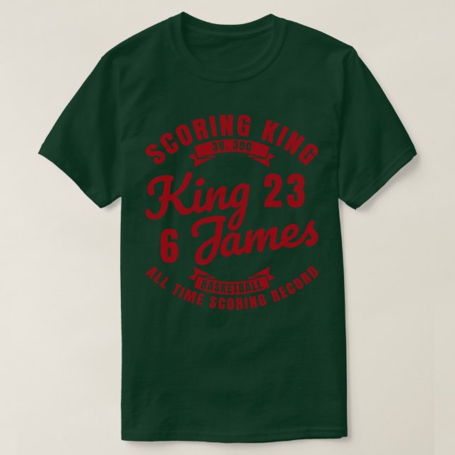 Camiseta King James The Scoring King Basketball Texto rojo (Diseño del anverso)