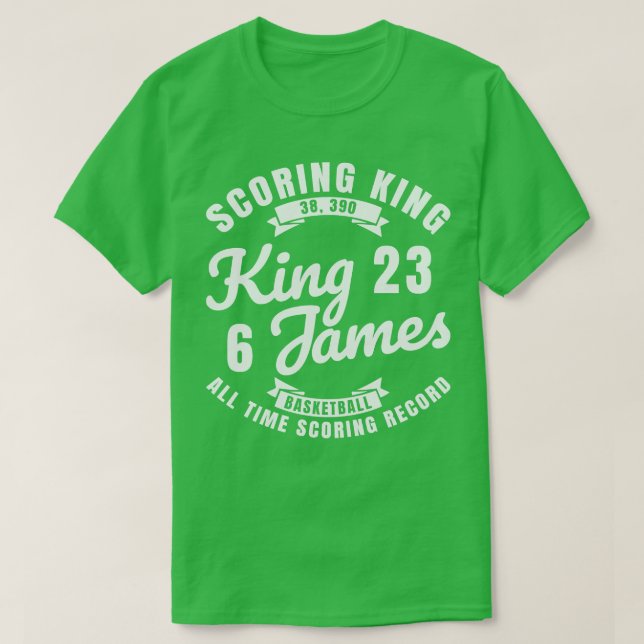 Camiseta King James The Scoring King Basketball White Text (Diseño del anverso)