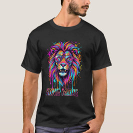 Camiseta King Mode Lion Shirt, Colorful Neon Lion Graphic  