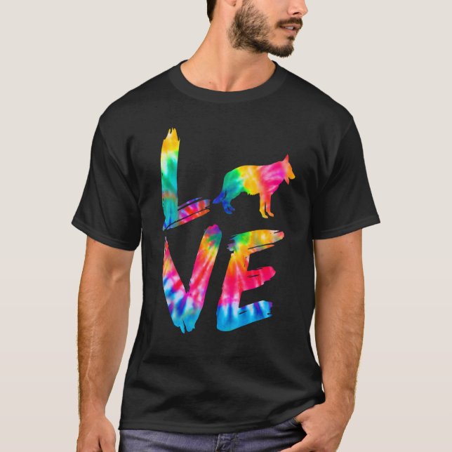 Camiseta King Shepherd Tie Dye Love Dog Mom Dad (Anverso)