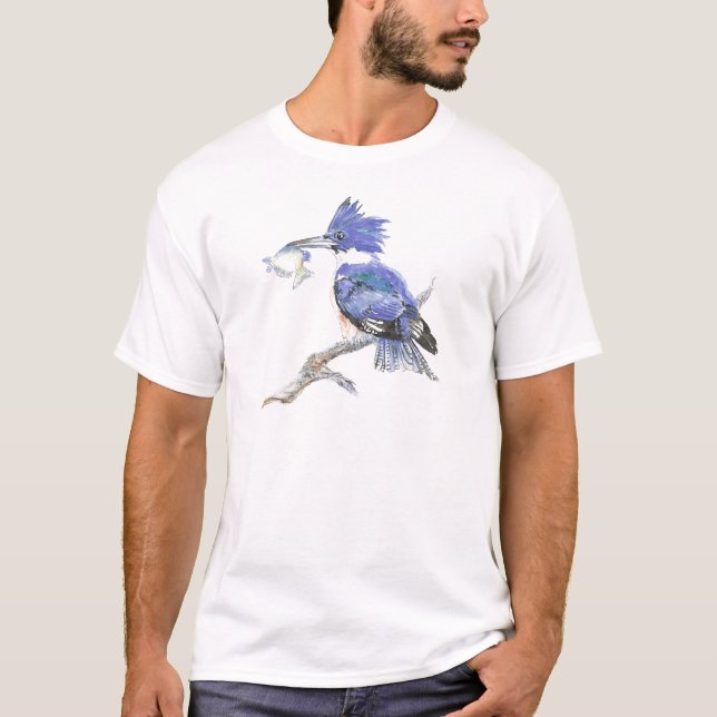 Camiseta Kingfisher cortado - con peces - Colección de aves (Anverso)