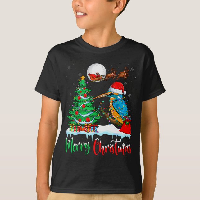 Camiseta Kingfisher Santa Hat Xmas Tree Merry Christmas Kin (Anverso)