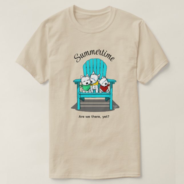 Camiseta KiniArt Beach Westie Trio (Diseño del anverso)