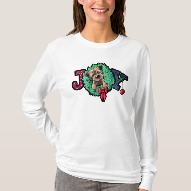 Camiseta KiniArt Border Terrier Navidad (Anverso)