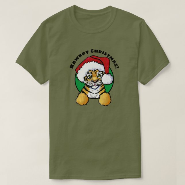 Camiseta KiniArt Cachorro de Tigre Navidad  (Diseño del anverso)