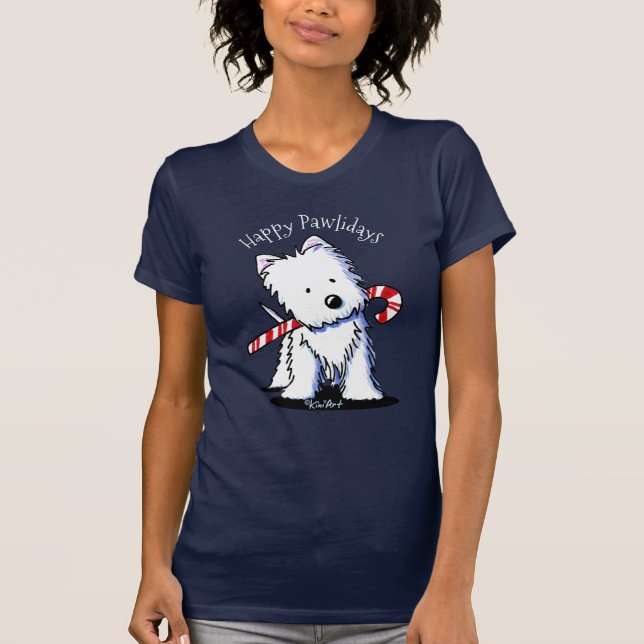 Camiseta KiniArt Candy Cane Westie (Anverso)