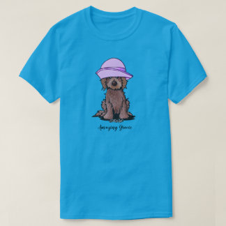 Camiseta KiniArt Chocolate Goldendoodle Niña con Sombrero R