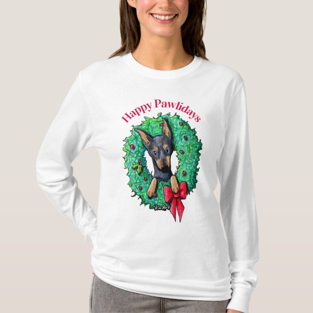 Camiseta KiniArt Doberman Navidad (Anverso)