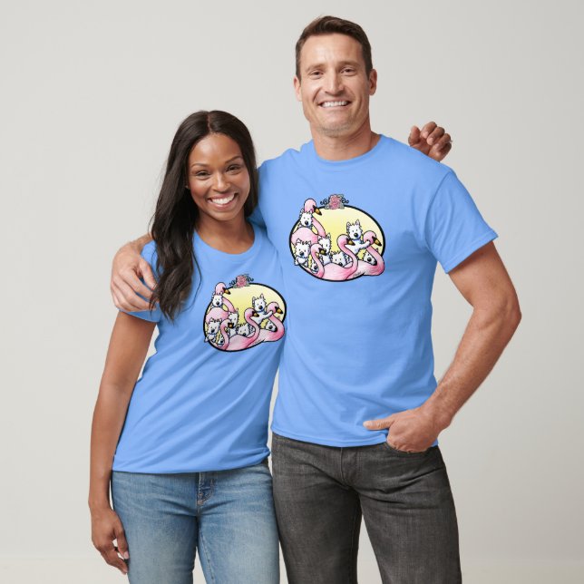 Camiseta KiniArt Flamingo Rosado Westies (Unisexo)