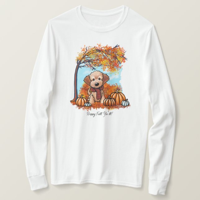 Camiseta KiniArt Goldendoodle Cachorro Otoño (Anverso del diseño)