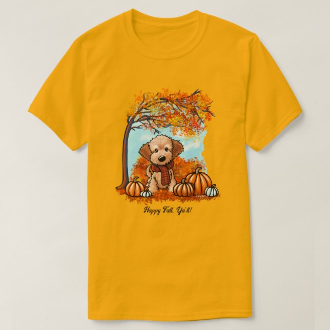 Camiseta KiniArt Goldendoodle Pup Otumn (Diseño del anverso)