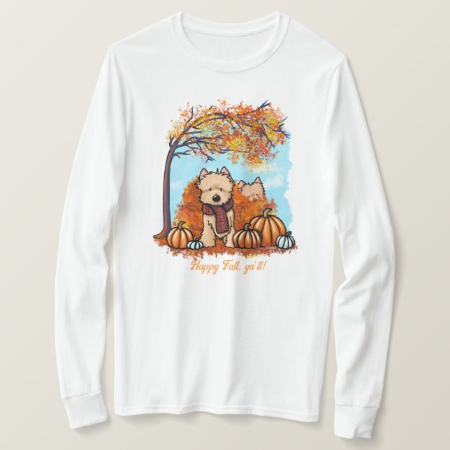 Camiseta KiniArt Otoño Cairn Terriers (Anverso del diseño)