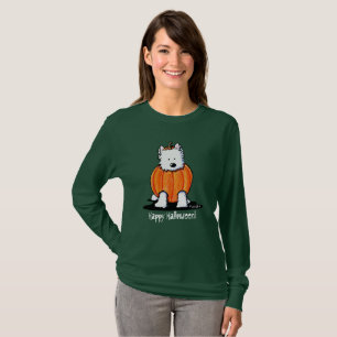 Camiseta KiniArt Punkin Westie Damas Oscuro LS T-Shirt