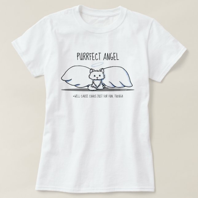 Camiseta KiniArt Purrfect Angel Kitty (Diseño del anverso)
