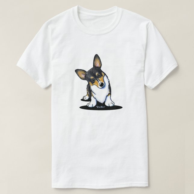 Camiseta KiniArt Tri Curious Corgi (Diseño del anverso)