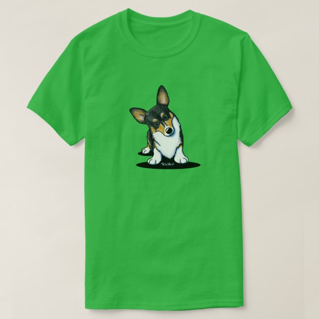 Camiseta KiniArt Tri Curious Corgi (Diseño del anverso)