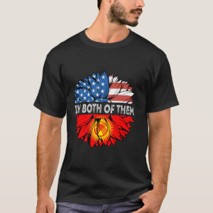 Camiseta Kirguistán Girasol Soy Ambos De Ellos EE. UU. Raíc